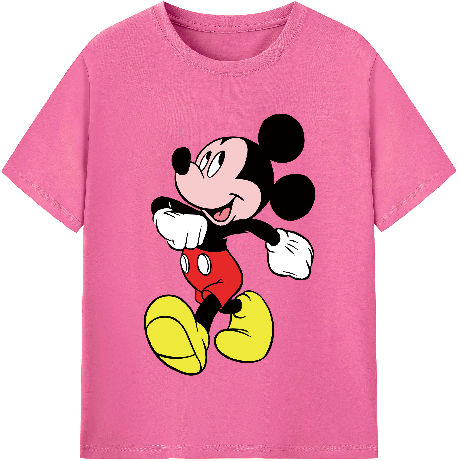 （画像用） ミッキーマウス Mickey Mouse レディースカジュアルプリントTシャツ（綿100％）